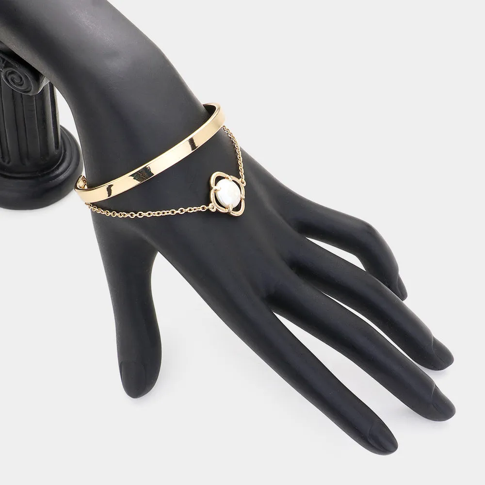 iLLASPARKZ Double Layered Pearl Charm Drop Cuff Bracelet