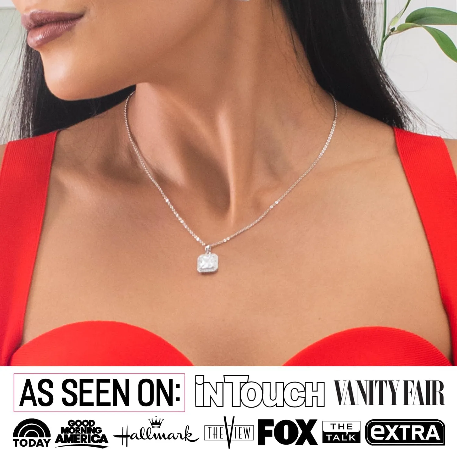 Ivy 18k White Gold Plated Pendant Necklace with Simulated Diamond Crystals