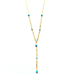 Kala 22" Turquoise Necklace with Gold Plated Accents | MINU