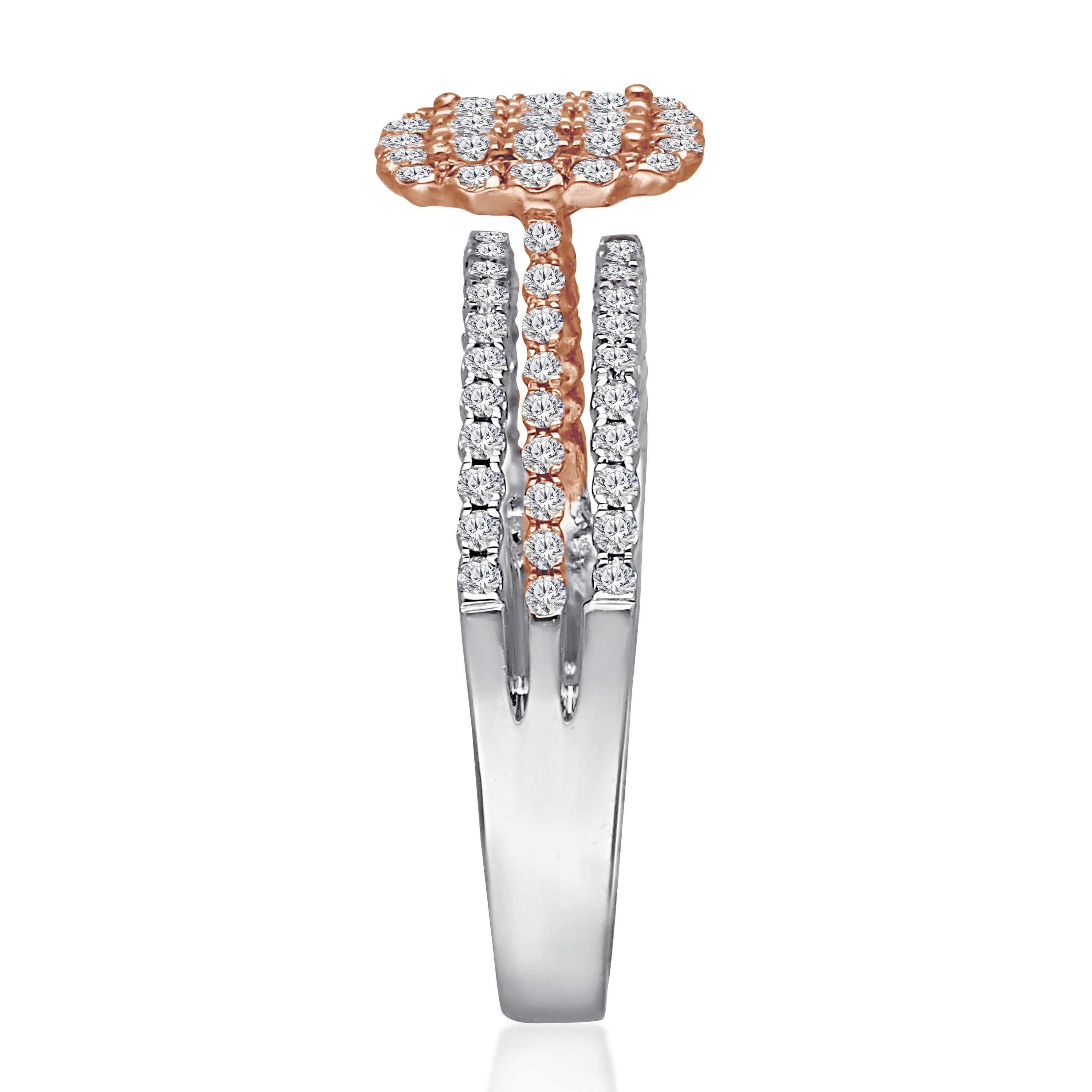 Kallati Eternal Cushion Diamond Cluster Engagement Ring in 14K Two Tone White and Rose Gold