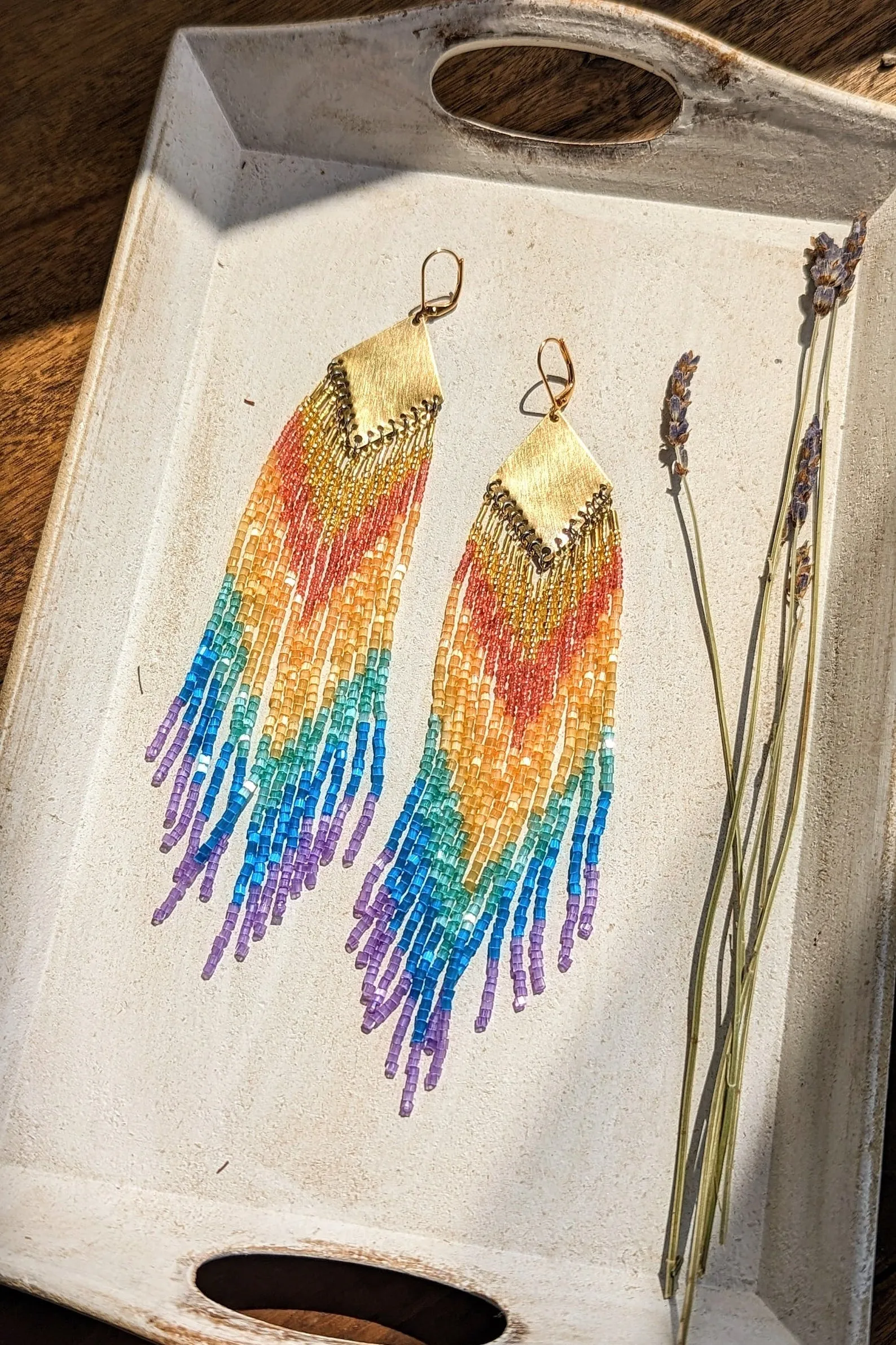 Lady Gaga Rainbow Beaded Earrings