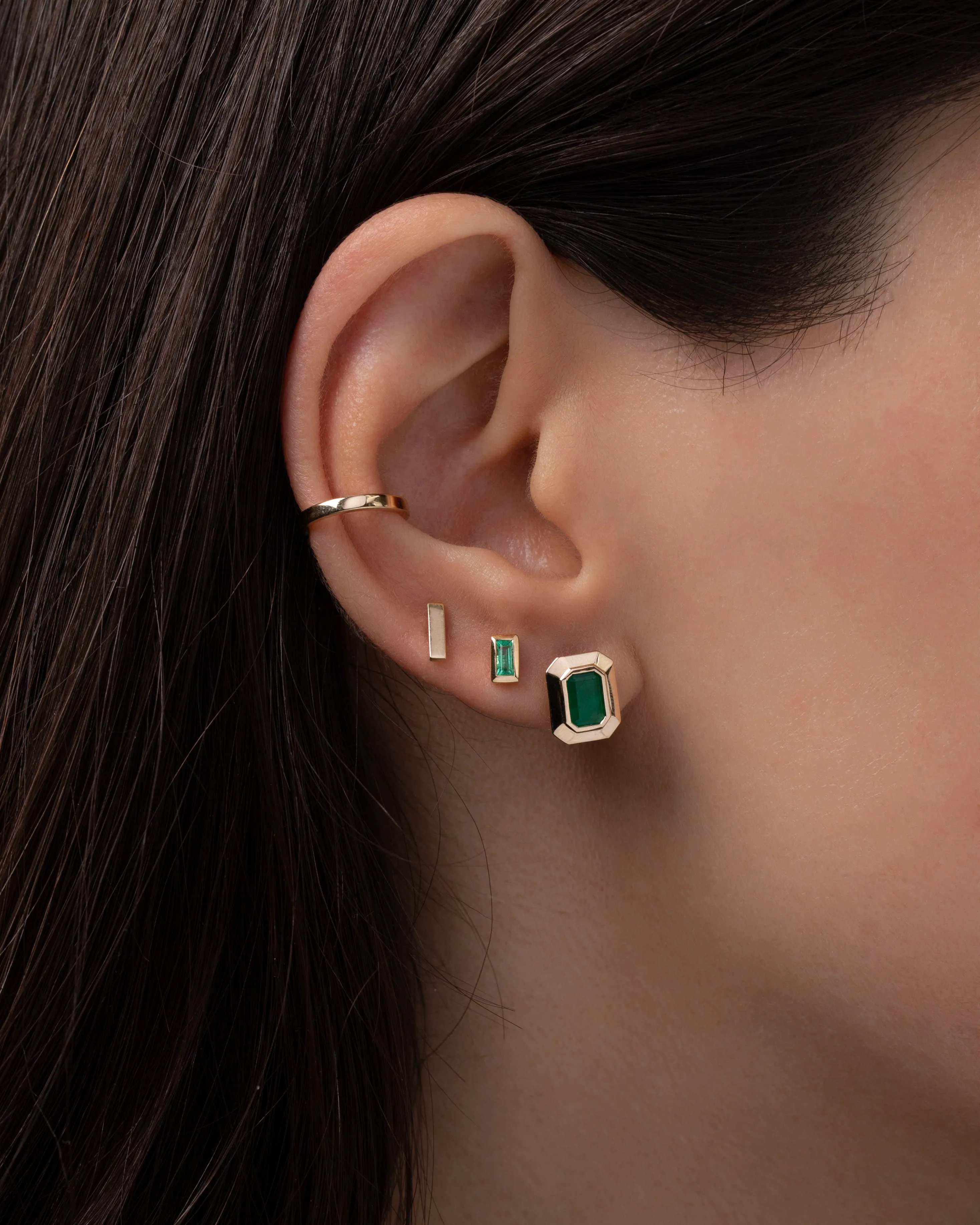 Large Emerald Cut Emerald Stud Earrings