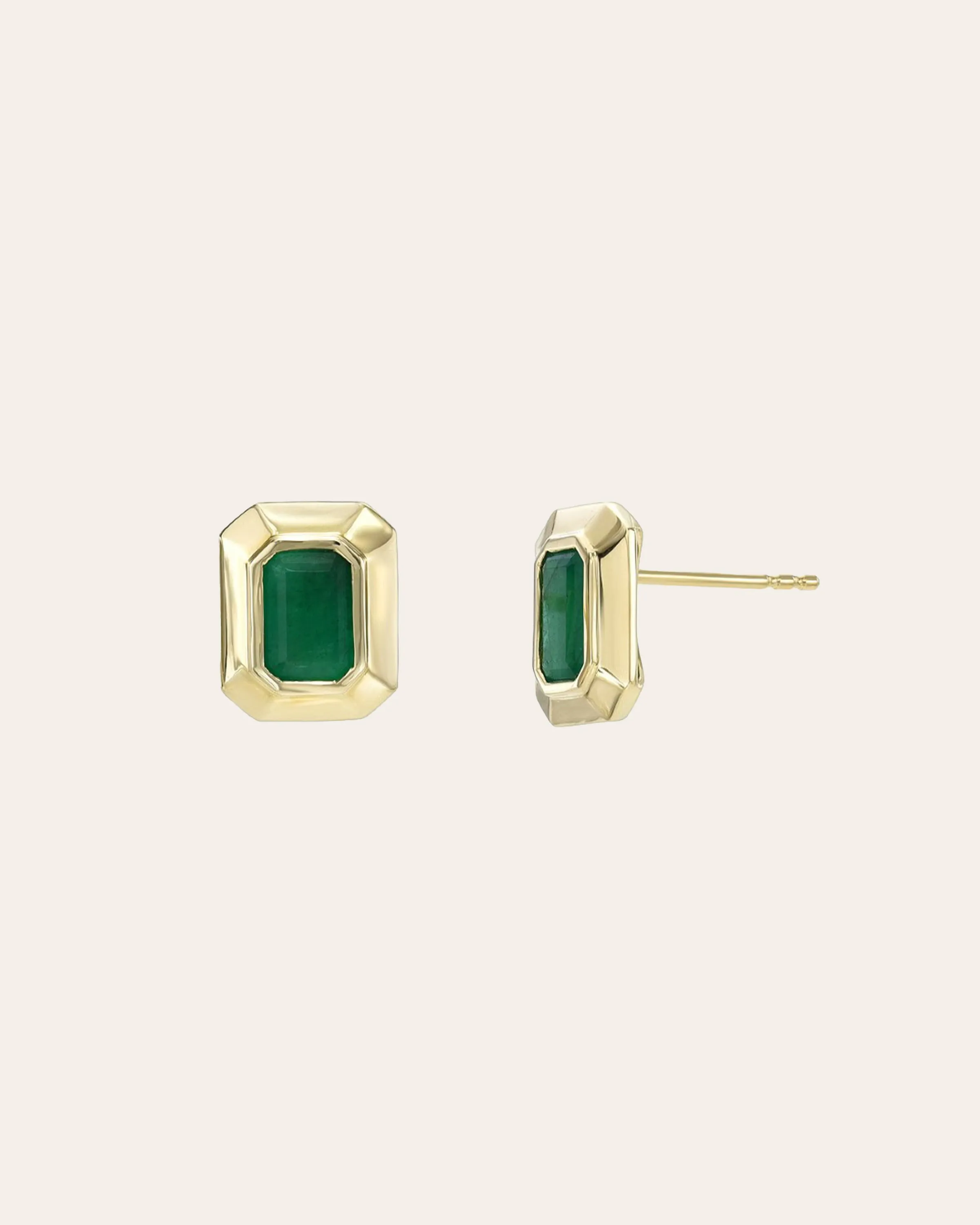 Large Emerald Cut Emerald Stud Earrings