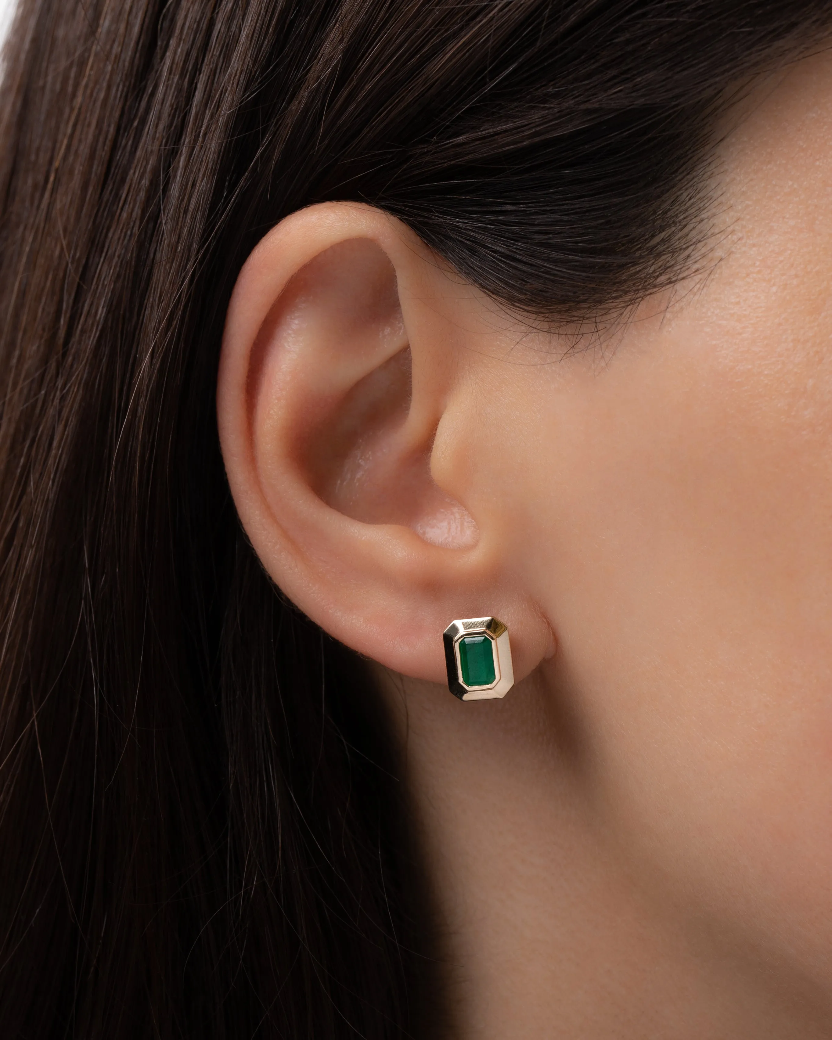 Large Emerald Cut Emerald Stud Earrings