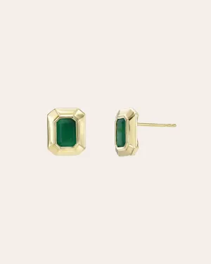 Large Emerald Cut Emerald Stud Earrings