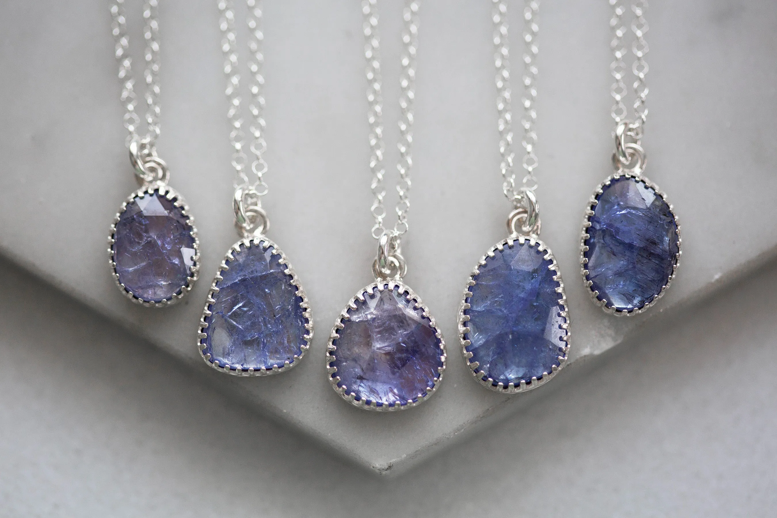 (Large) Simple Tanzanite Drop Necklace | #1