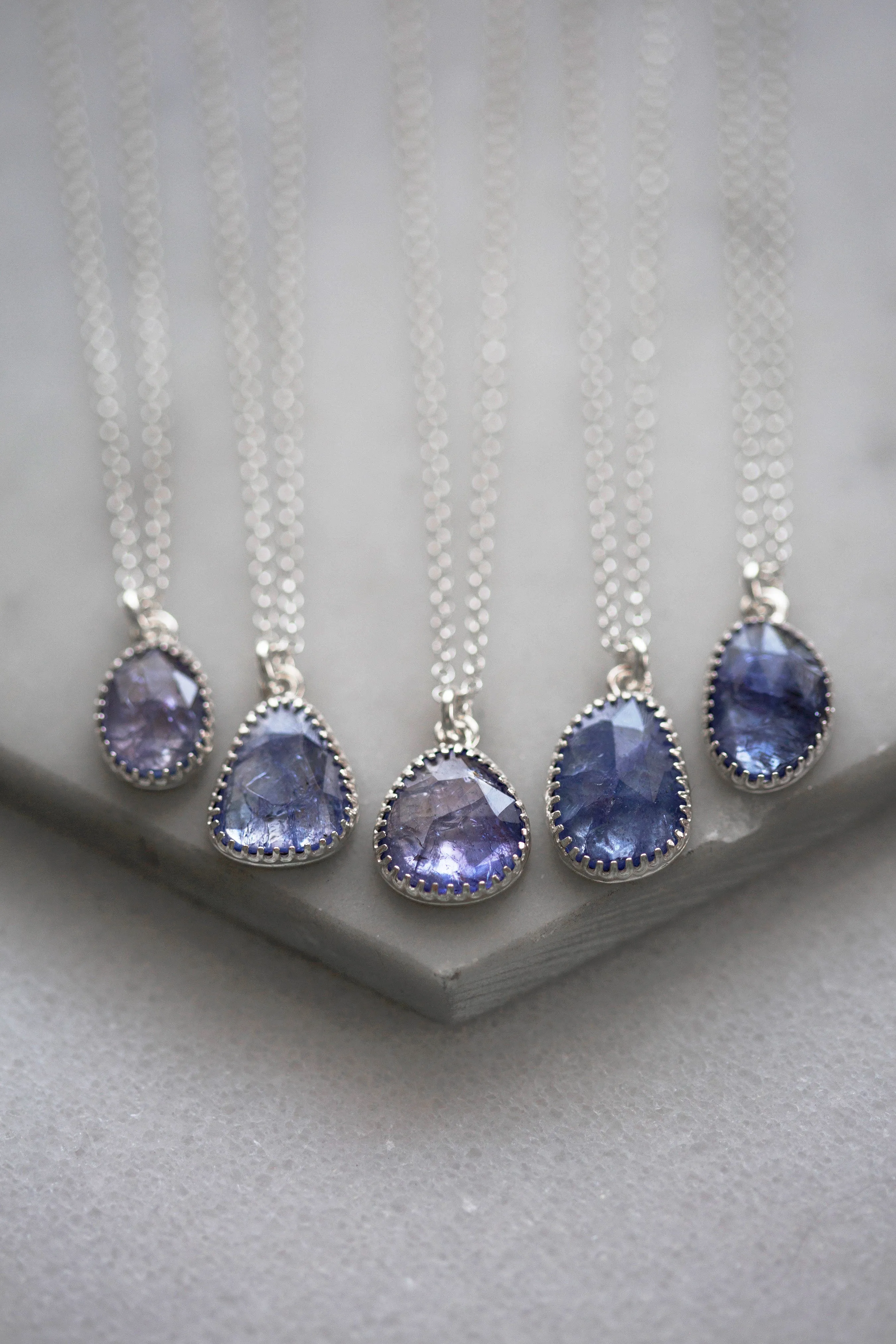 (Large) Simple Tanzanite Drop Necklace | #1