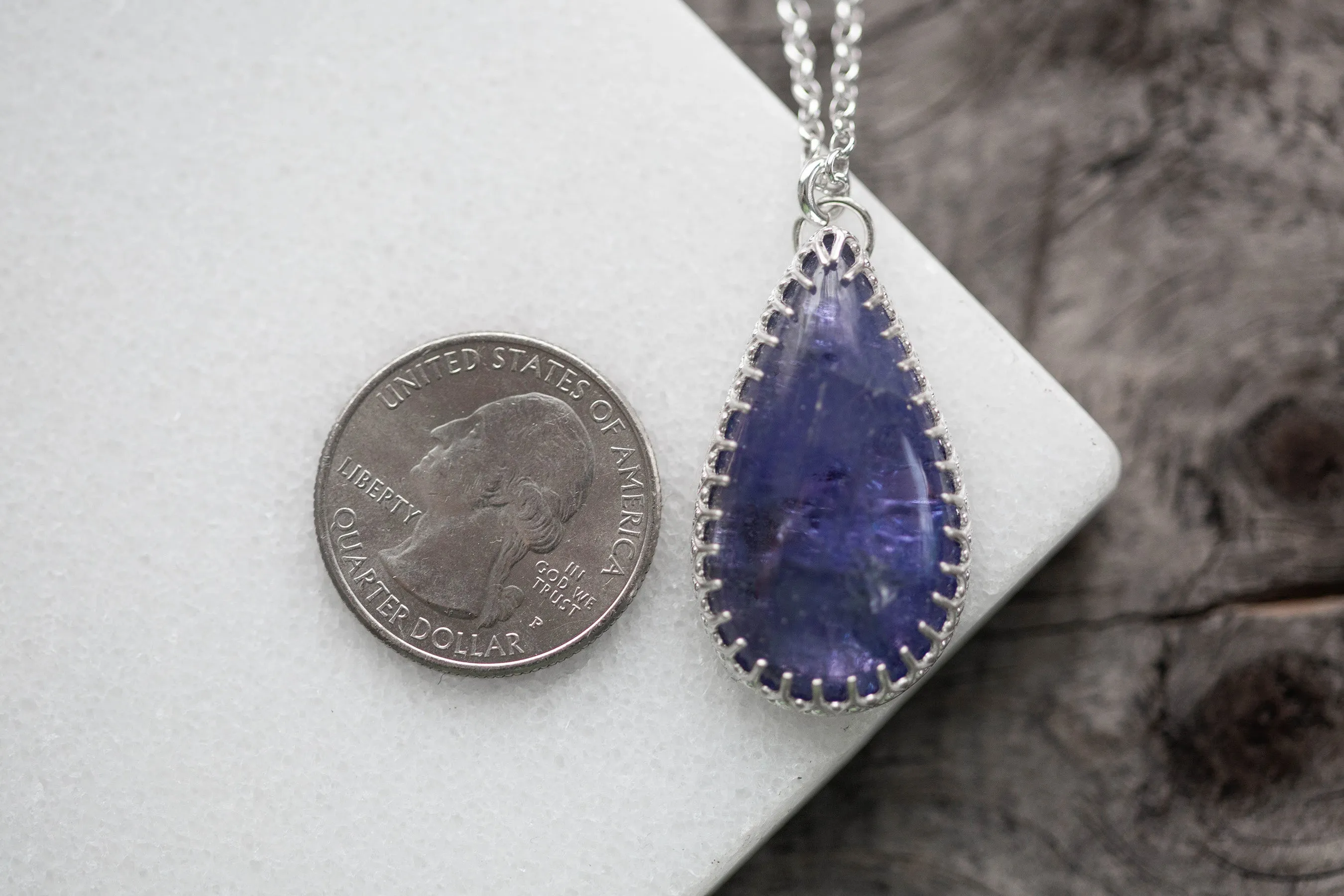 (Large) Simple Tanzanite Drop Necklace | #1