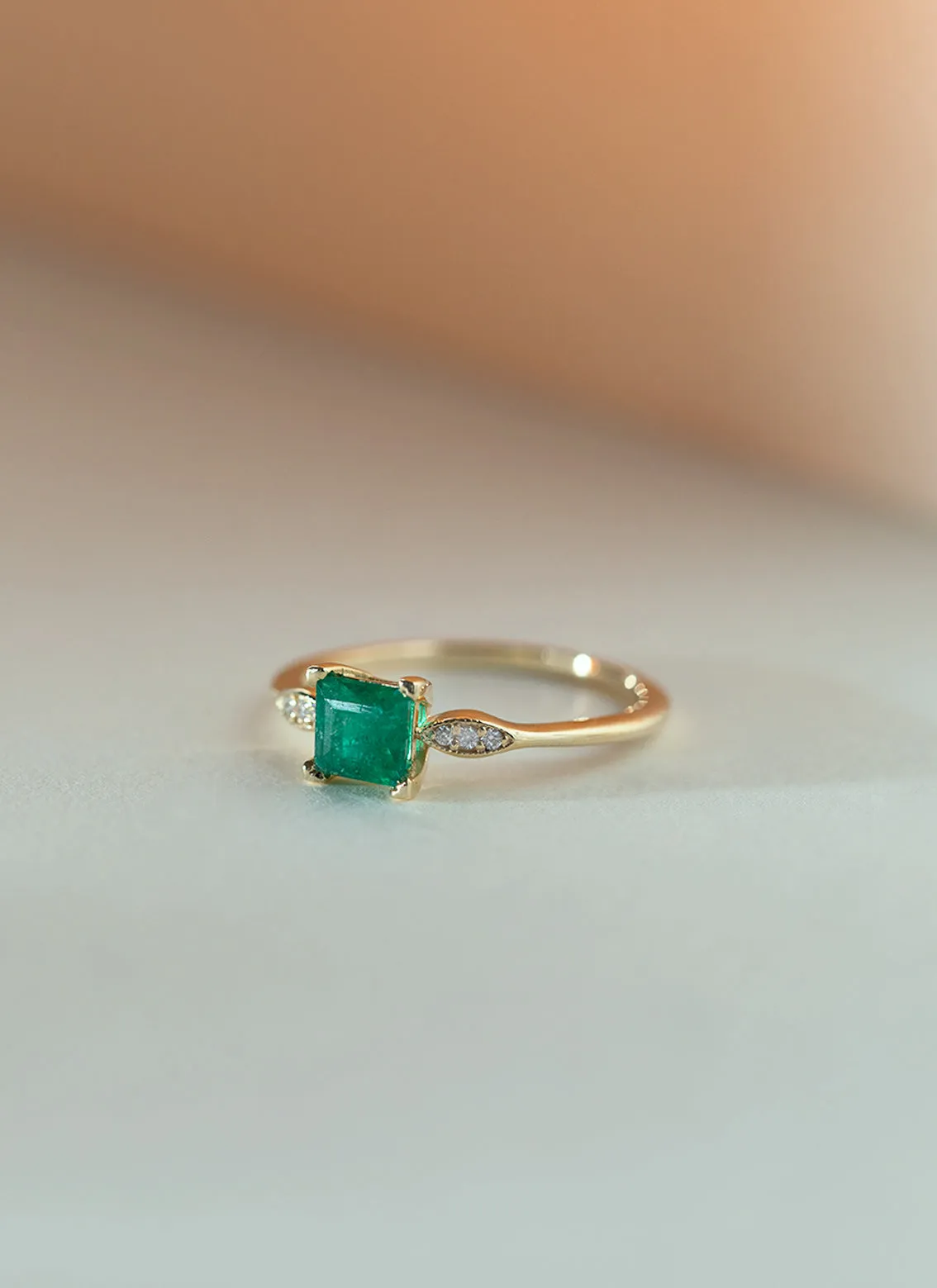 Limited Edition - Timmy diamond emerald ring 14k gold