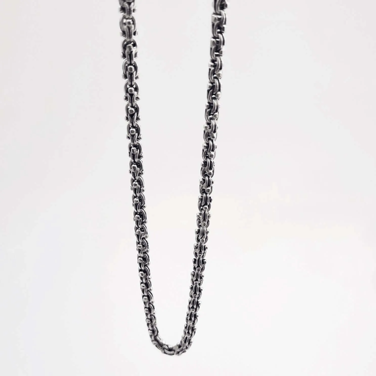 Long Chain Necklace for Men 20-29.5 Sterling Silver Unique Albanian Link
