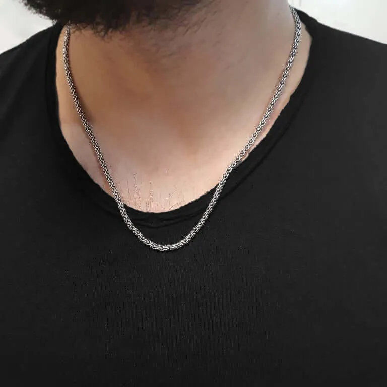 Long Chain Necklace for Men 20-29.5 Sterling Silver Unique Albanian Link