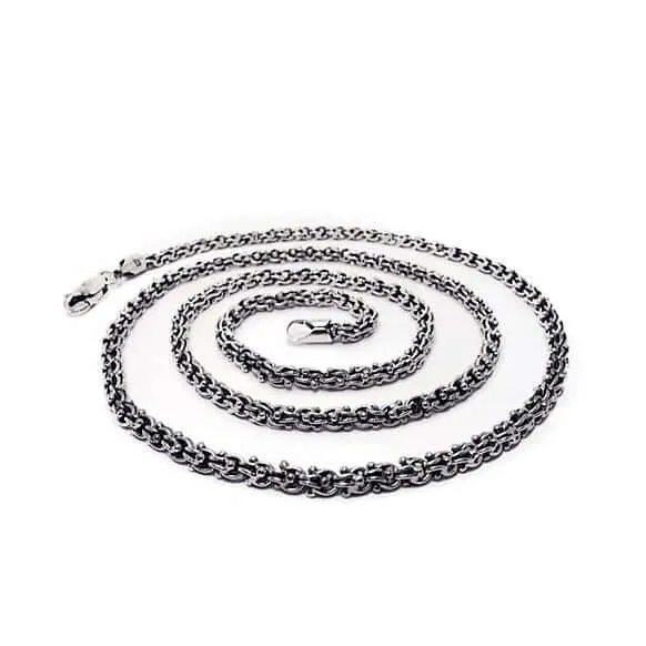 Long Chain Necklace for Men 20-29.5 Sterling Silver Unique Albanian Link