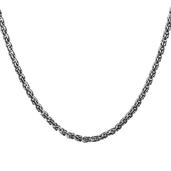 Long Chain Necklace for Men 20-29.5 Sterling Silver Unique Albanian Link
