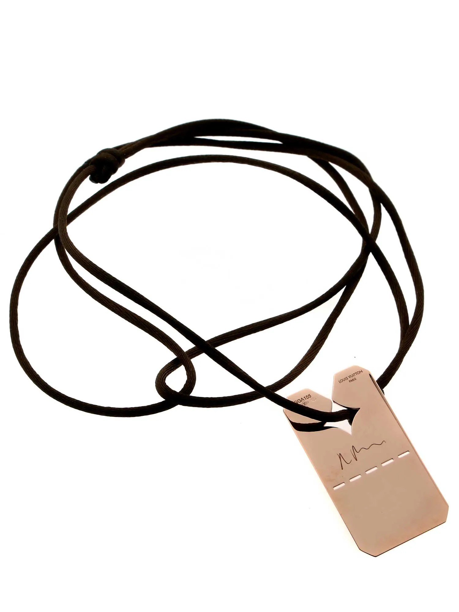 Louis Vuitton Dog Tag 18k Rose Gold Pendant Necklace
