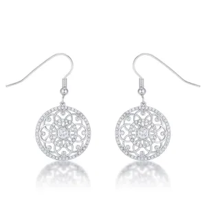 LOVCIA Interlocking Circle Earrings with .95 Ct Round CZ and Rhodium Finish