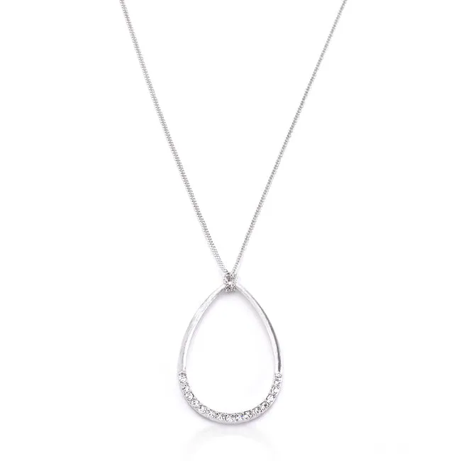 LOVCIA Radiant Crystal Teardrop Pendant with Rhodium Plating