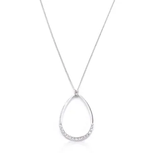 LOVCIA Radiant Crystal Teardrop Pendant with Rhodium Plating