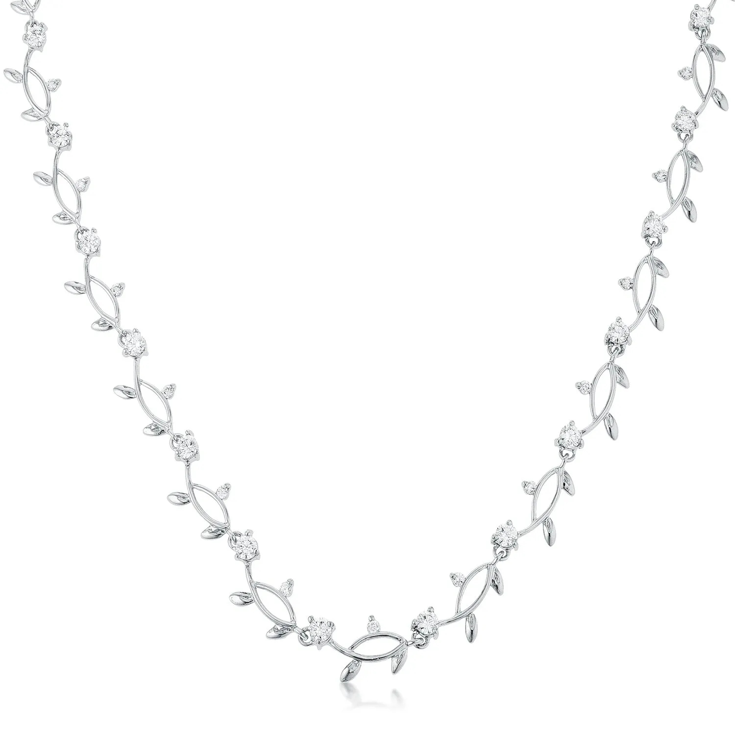 LOVCIA Sleek Rhodium-Plated Vine Necklace