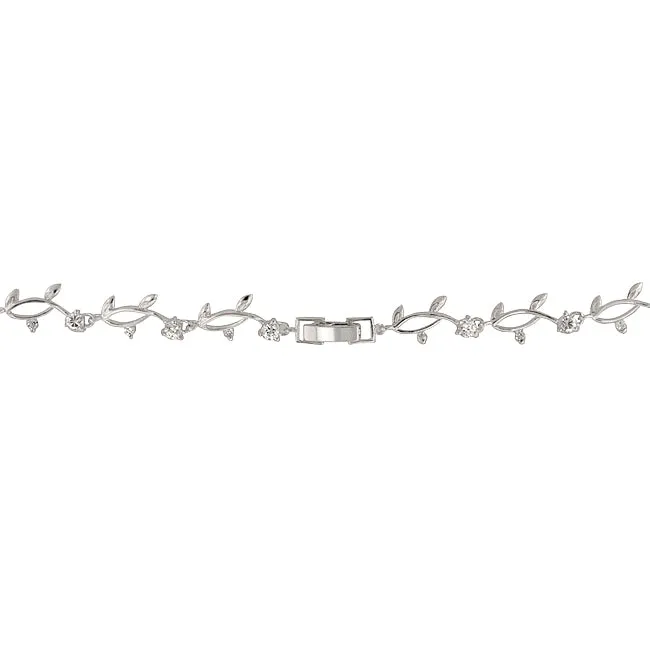 LOVCIA Sleek Rhodium-Plated Vine Necklace