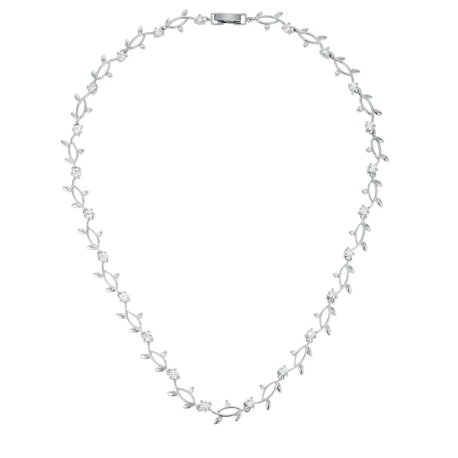 LOVCIA Sleek Rhodium-Plated Vine Necklace