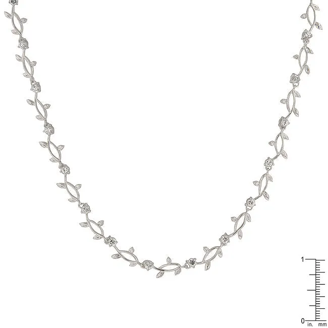 LOVCIA Sleek Rhodium-Plated Vine Necklace