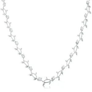 LOVCIA Sleek Rhodium-Plated Vine Necklace