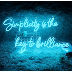 Lovely Blue Simplicity Is The Key To Brilliance LED Night Light Sign Room Wall D