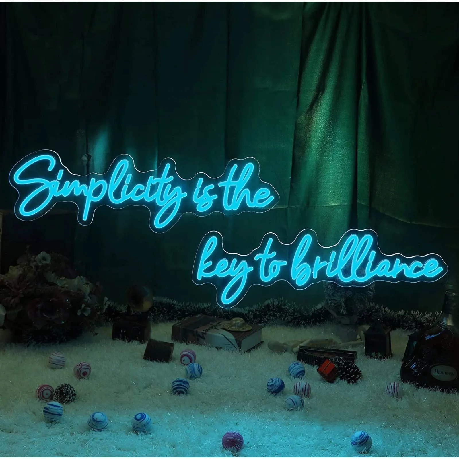 Lovely Blue Simplicity Is The Key To Brilliance LED Night Light Sign Room Wall D