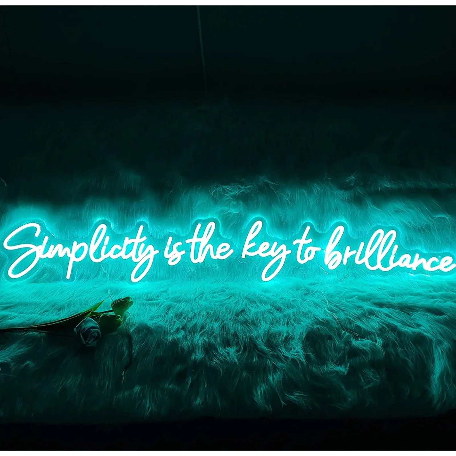 Lovely Blue Simplicity Is The Key To Brilliance LED Night Light Sign Room Wall D