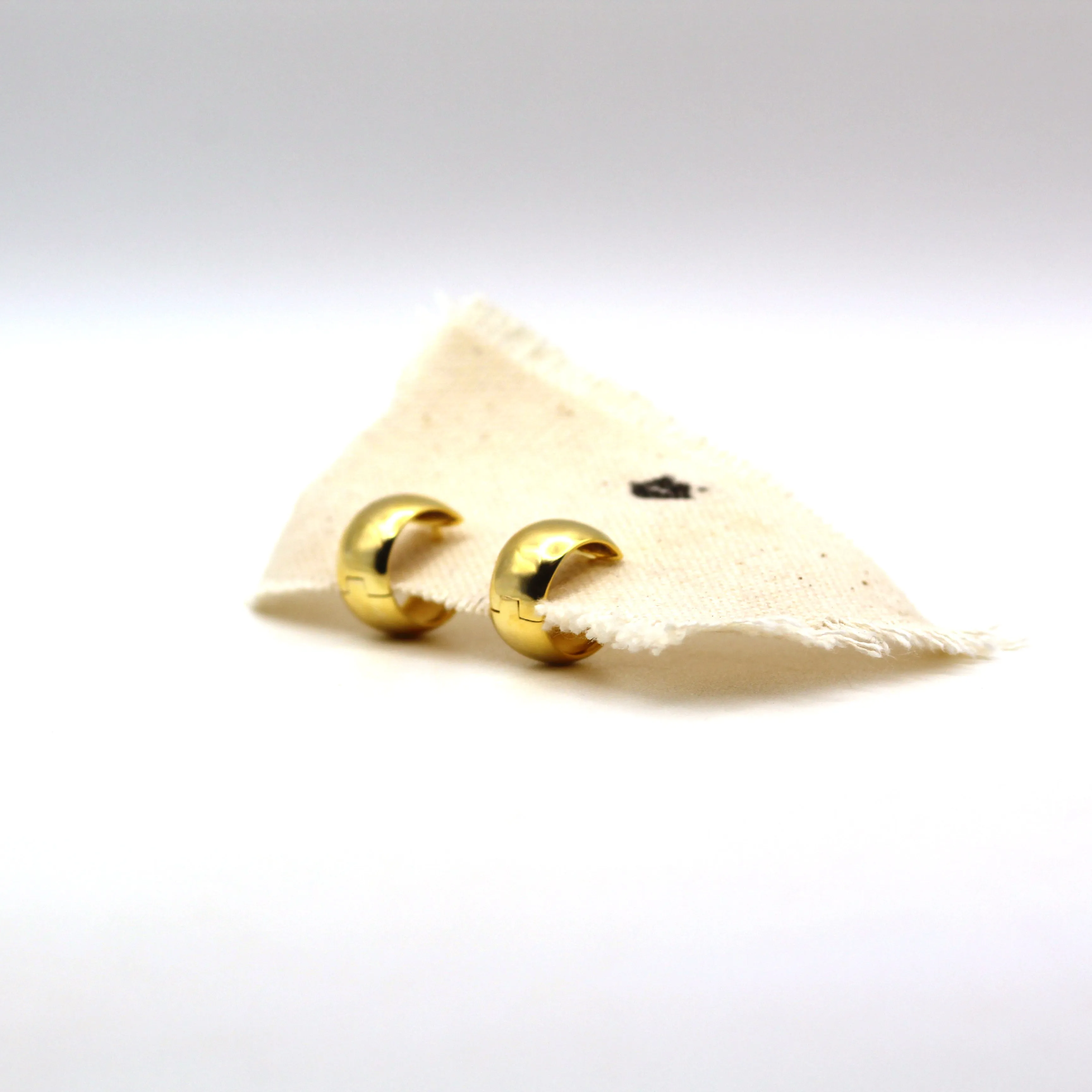 Lovely Bold Huggie Hoop Yellow Vermeil Earrings