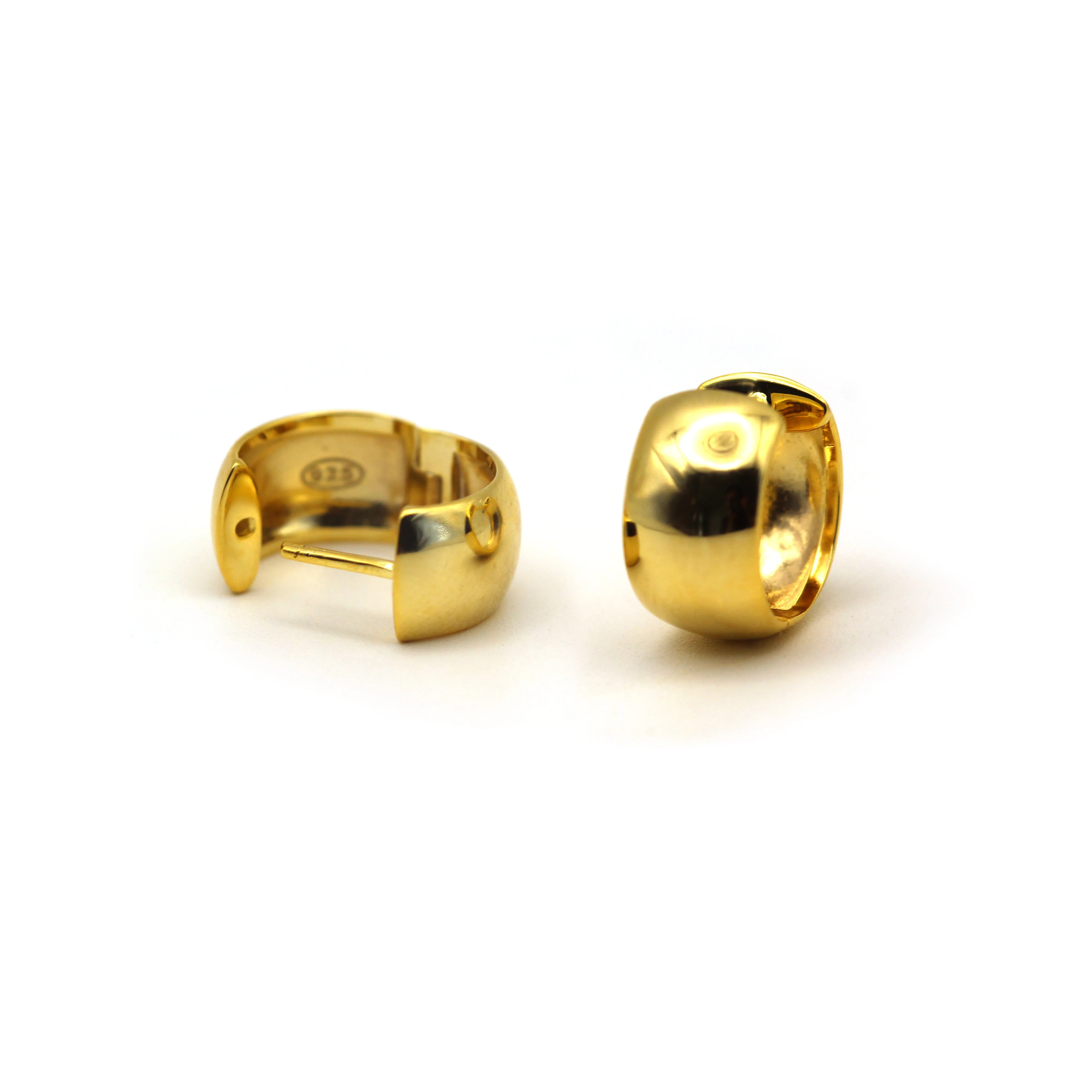 Lovely Bold Huggie Hoop Yellow Vermeil Earrings