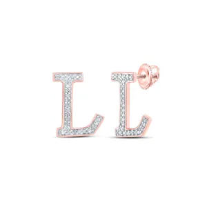 Luminous Rose Gold Diamond Initial Earrings