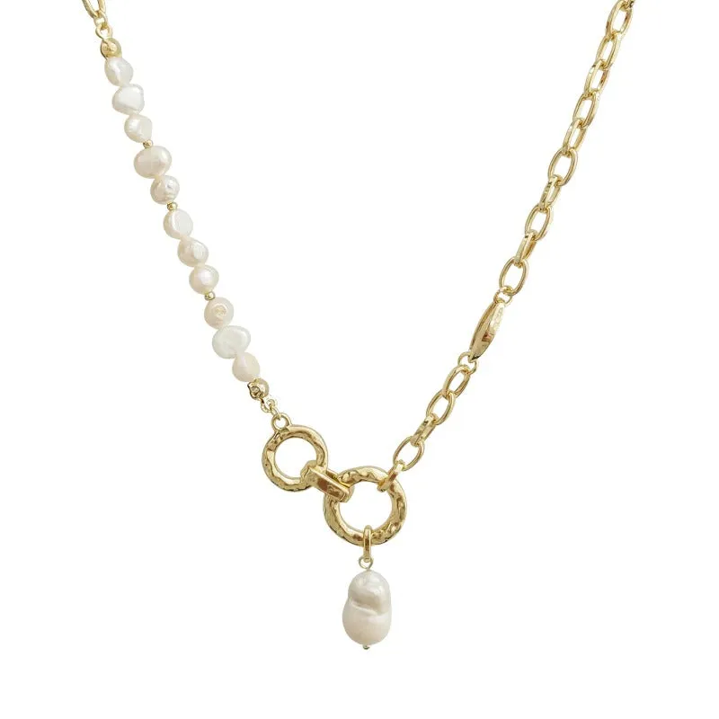 Luxurious Irregular Shape Pearls and Chain Clavicle Necklaces
