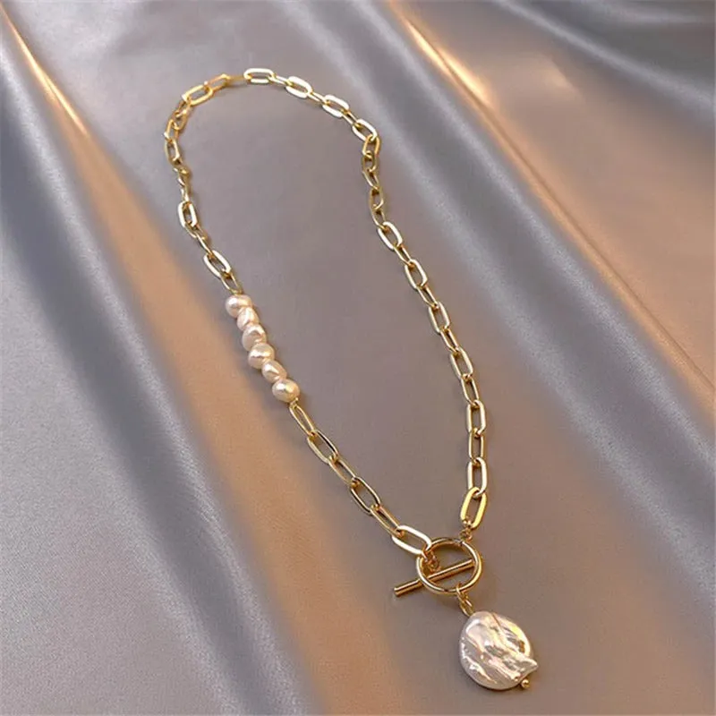 Luxurious Multi-Style Pearl Accented Chain with Heart Pendant Necklaces