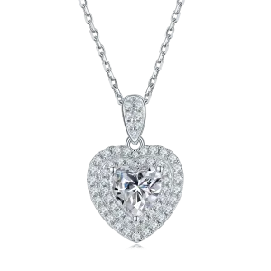Luxurious Soleste Halo 1.0 Carat Heart Shape Moissanite Necklace