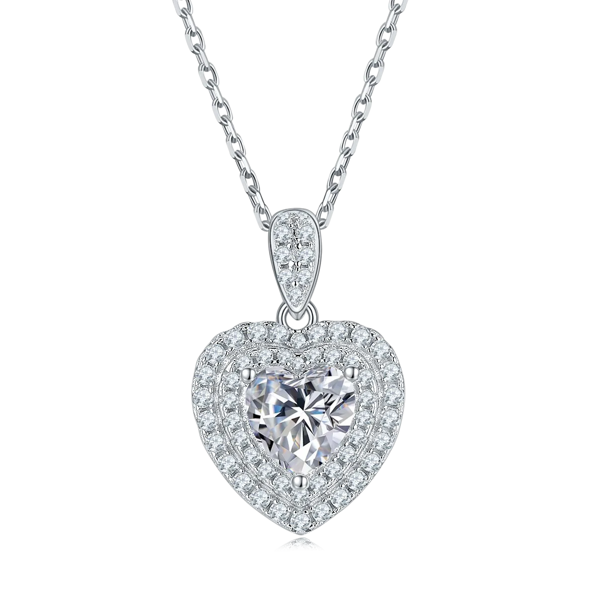 Luxurious Soleste Halo 1.0 Carat Heart Shape Moissanite Necklace