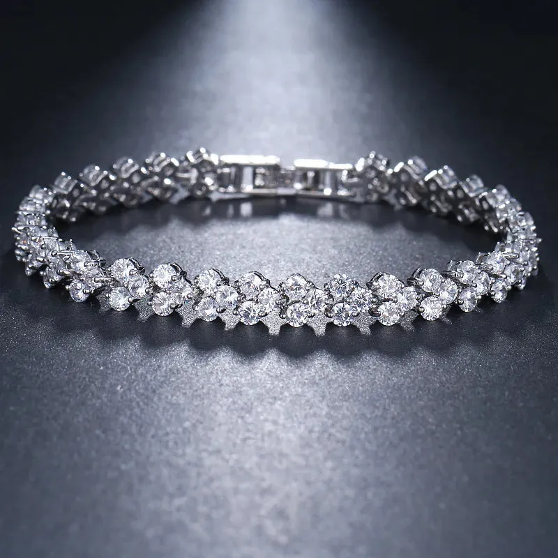 Luxury Hiphop Iced Out  4mm Cubic Zirconia Crystal Tennis Bracelets For Women Men Gold Color Silver Color Bracelet Chain Jewelry
