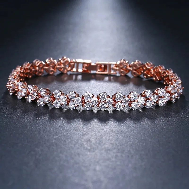 Luxury Hiphop Iced Out  4mm Cubic Zirconia Crystal Tennis Bracelets For Women Men Gold Color Silver Color Bracelet Chain Jewelry