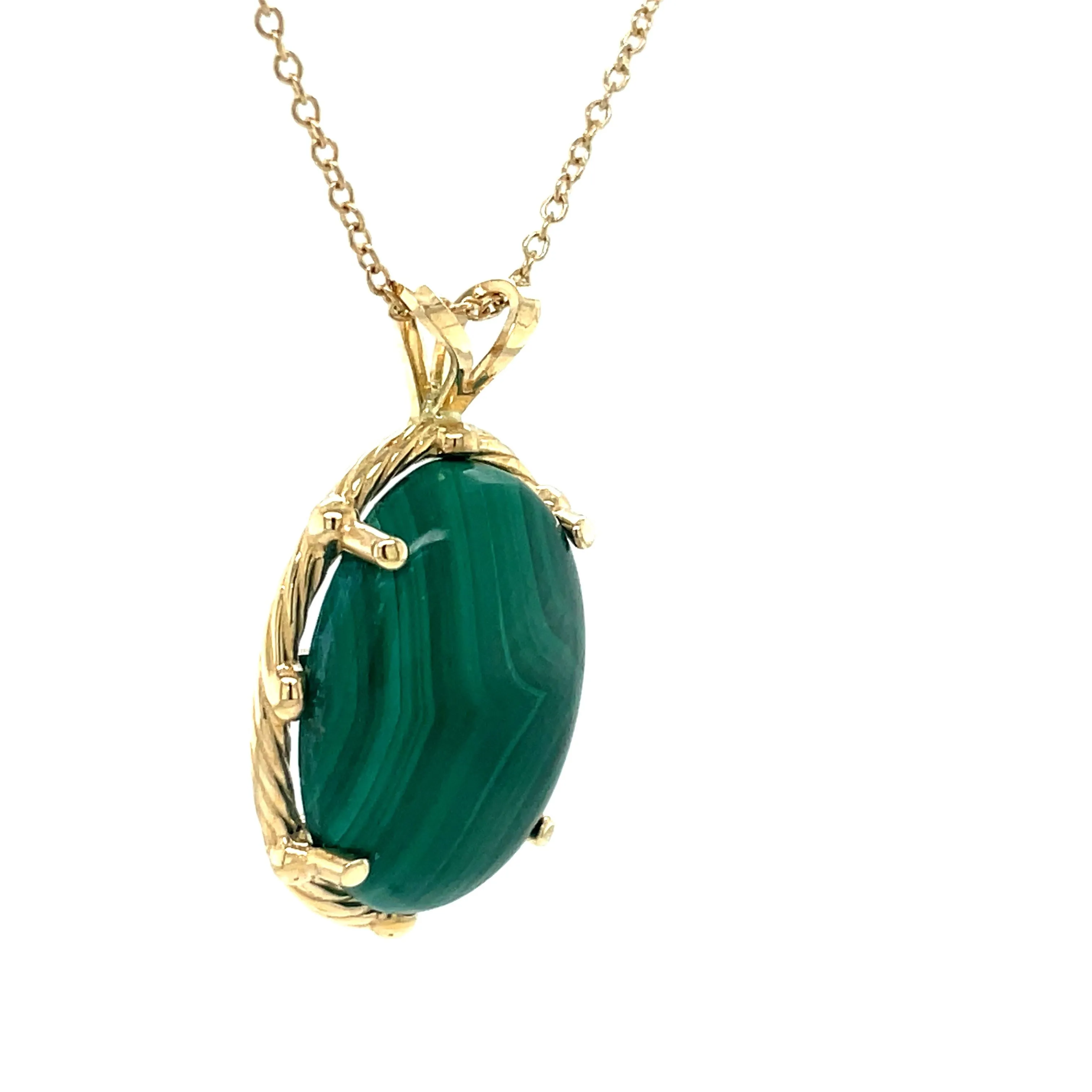 Malachite Cabochon Pendant Necklace