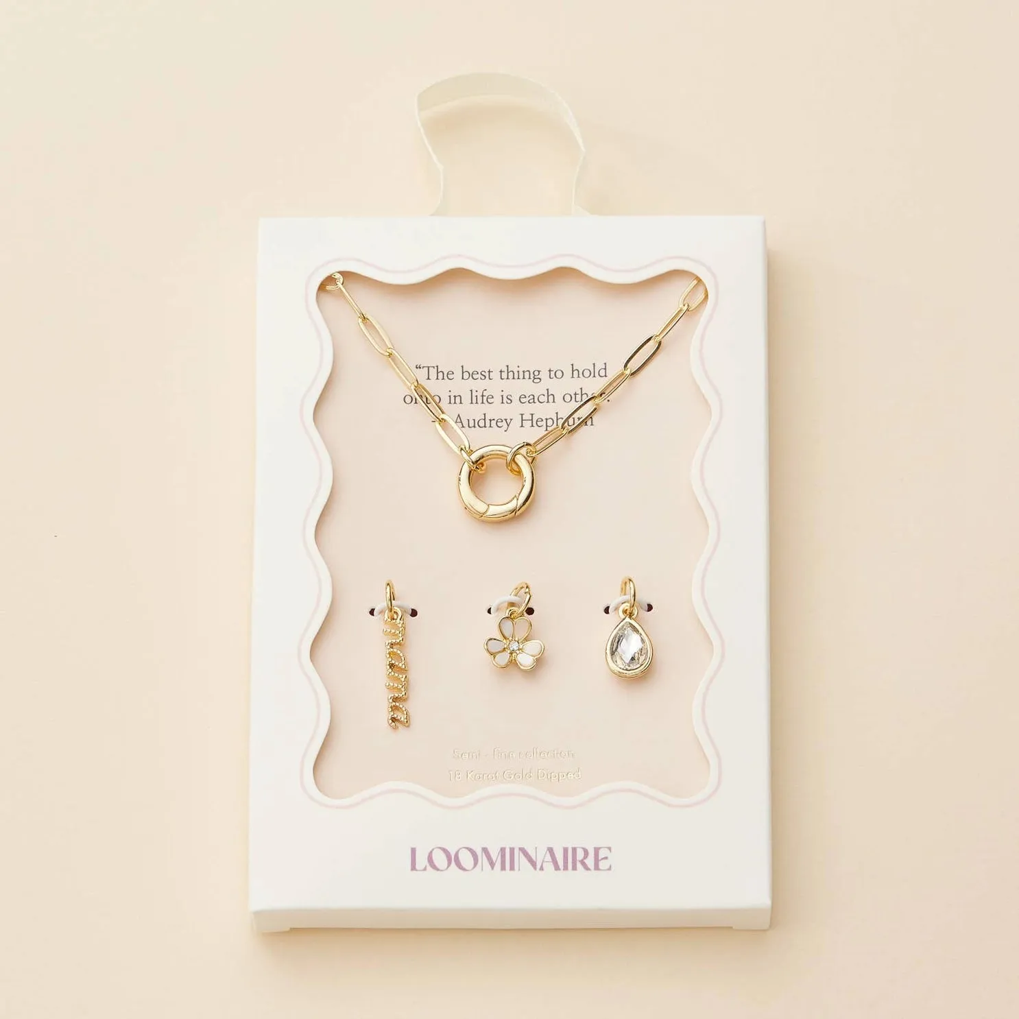 Mama & Flower Gold Dipped Charm Necklace Set