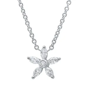 Marquise Diamond Flower Pendant Necklace