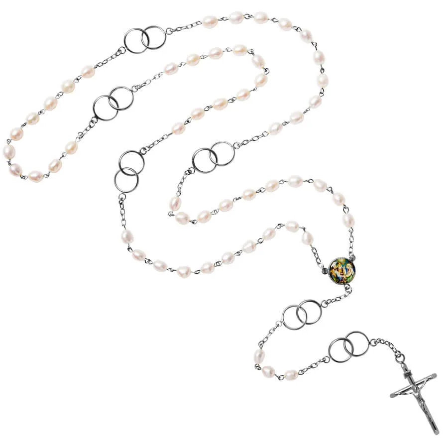MARRIAGE - PEARL WEDDING ROSARY - SILVER