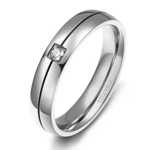 Men's Titanium Wedding Band with Created Diamond