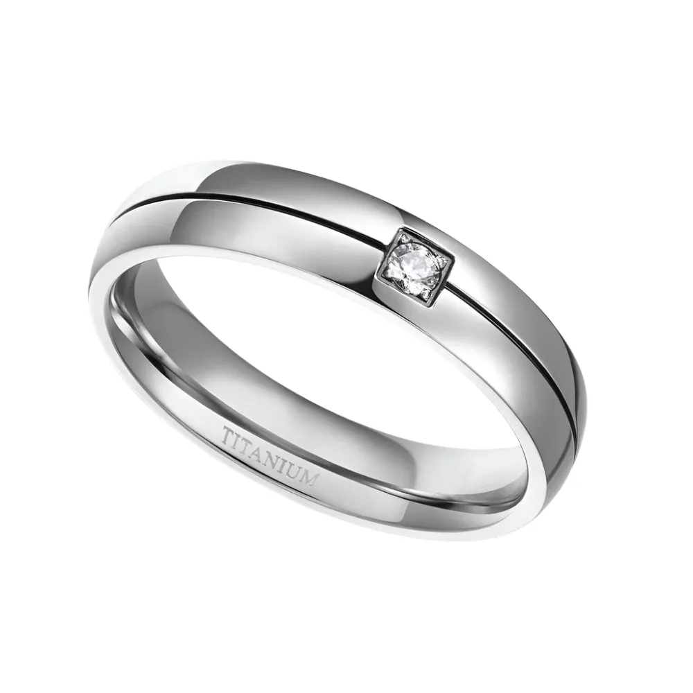 Men's Titanium Wedding Band with Created Diamond