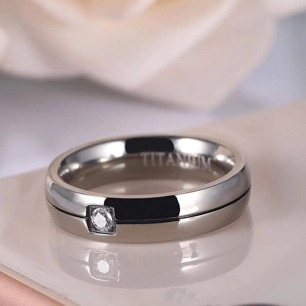 Men's Titanium Wedding Band with Created Diamond