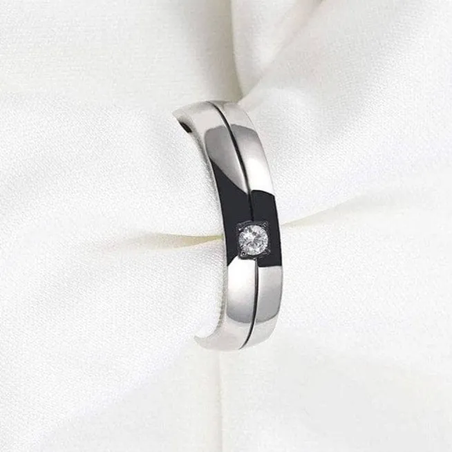 Men's Titanium Wedding Band with Created Diamond