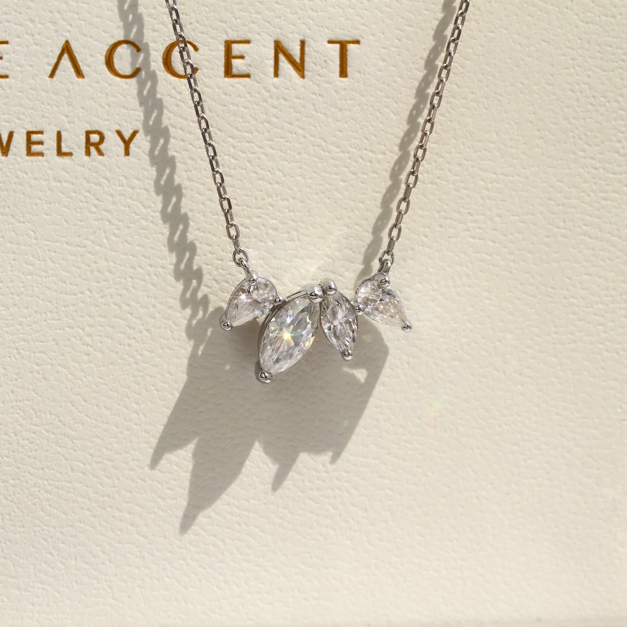 Moissanite Cluster Lily of the Valley Earrings and Necklace