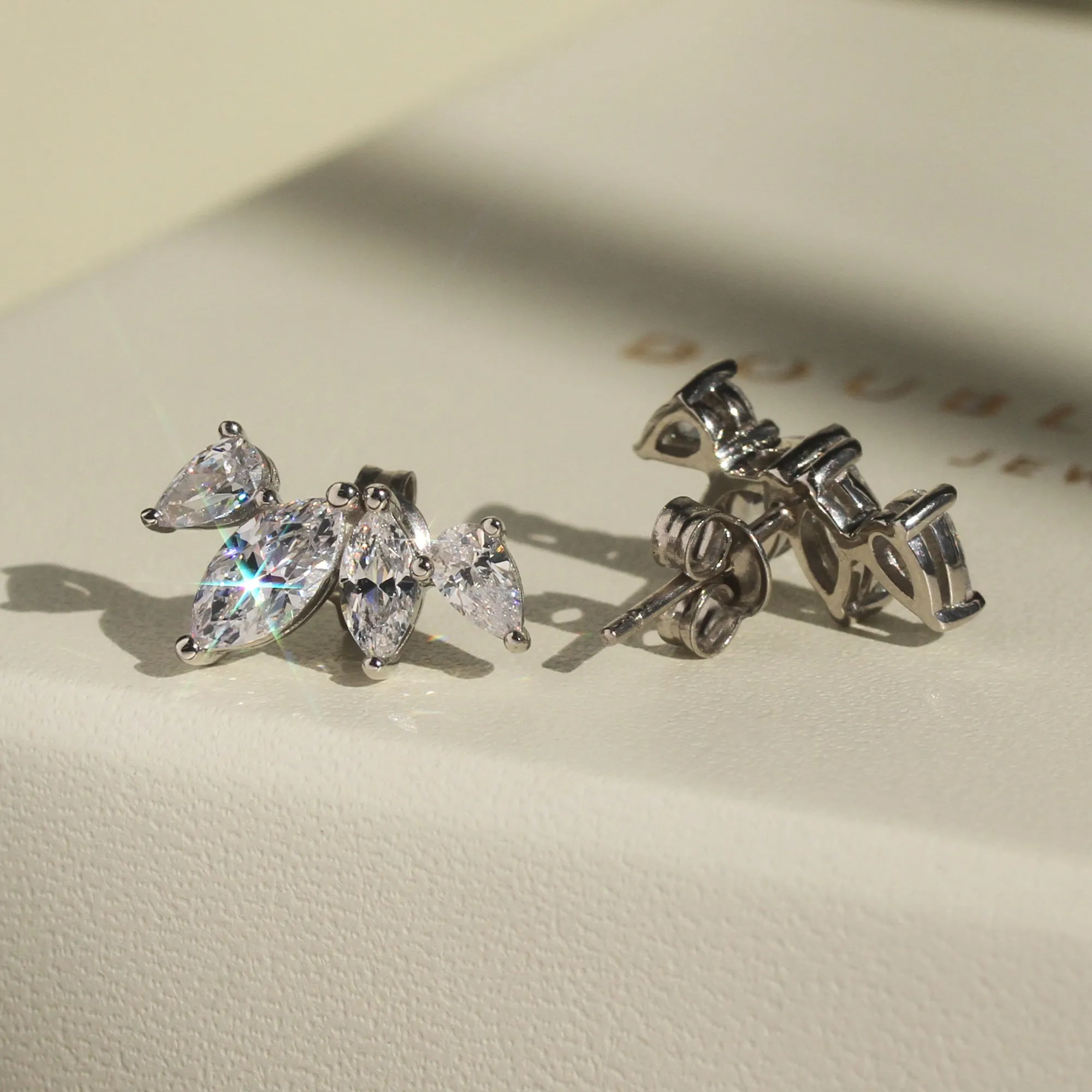 Moissanite Cluster Lily of the Valley Earrings and Necklace