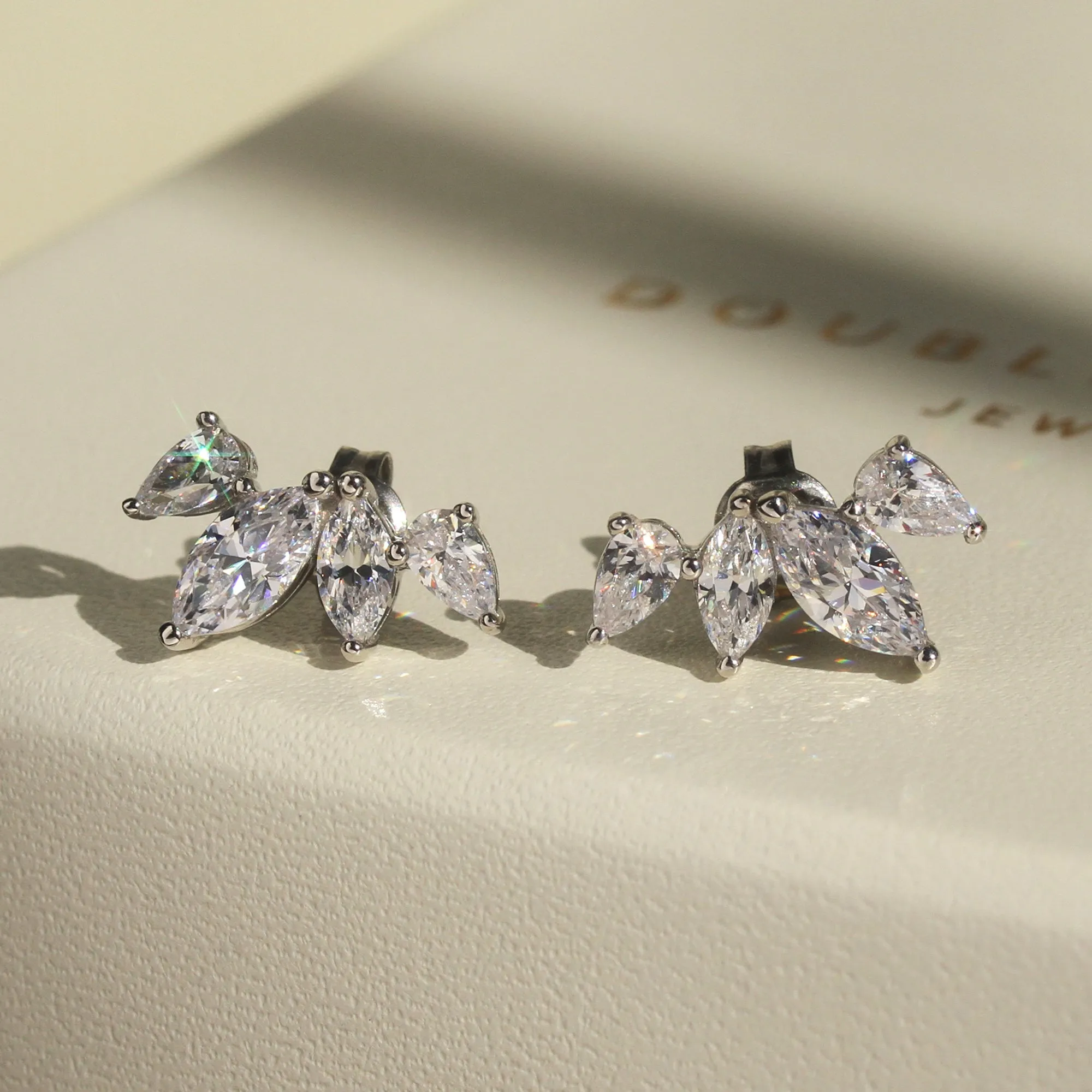 Moissanite Cluster Lily of the Valley Earrings and Necklace