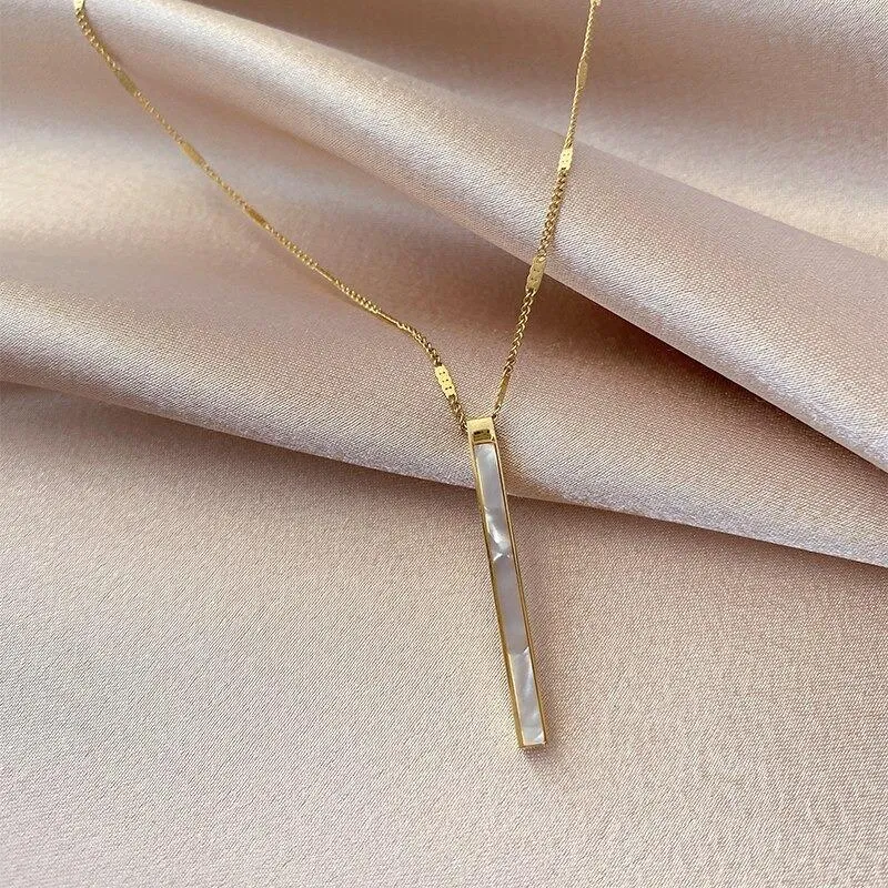 Multi-style Luxurious Vertical Shell Bar Pendant Necklaces